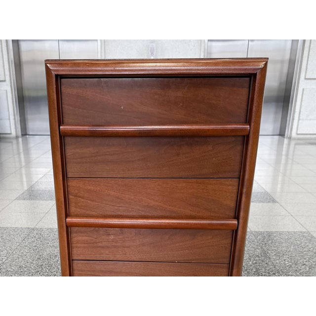 1960s Walnut Nightstand Chests by T. H. Robsjohn-Gibbings for Widdicomb - A Pair For Sale - Image 9 of 15