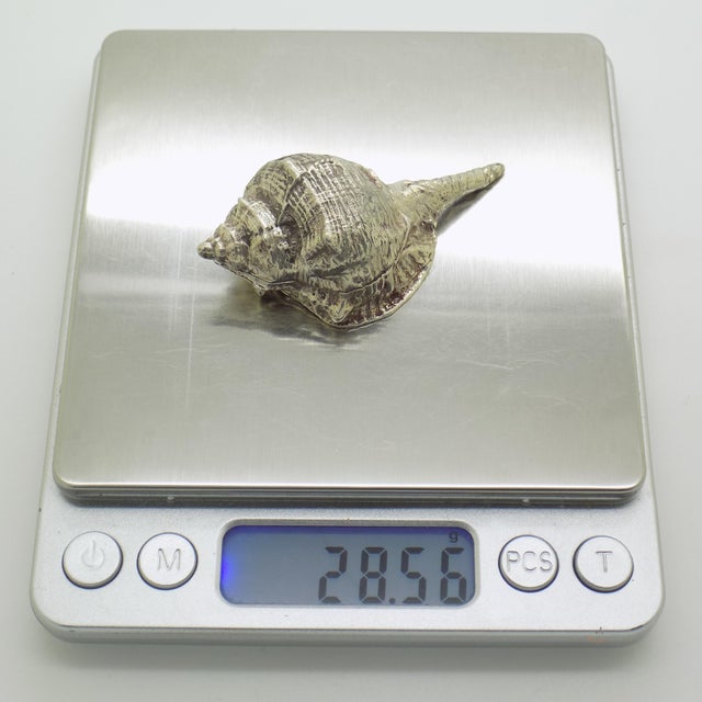 Vintage Italian Genuine Silver 800 Sea Shell Shaped Trinket Box from Florence, 1970s For Sale - Image 10 of 13