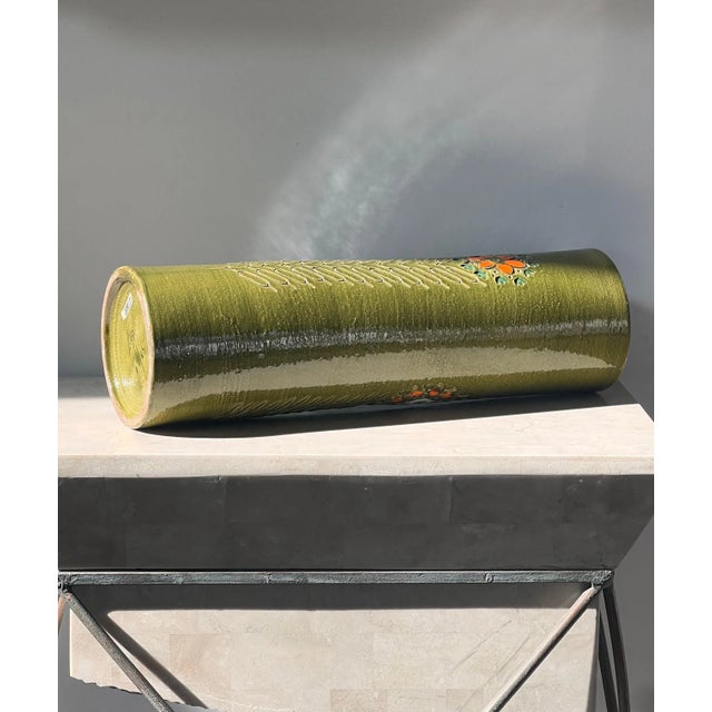 Olive A Monumental Vintage Italian Ceramic Vase By Bitossi, 1960S For Sale - Image 8 of 12