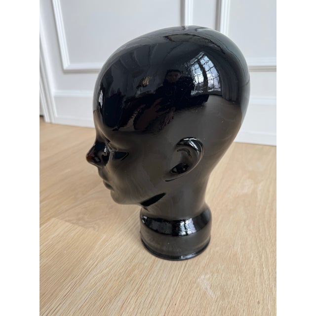 Vintage German Modernist Black Glass Mannequin Head, C. 1960s–1970s For Sale In Chicago - Image 6 of 10