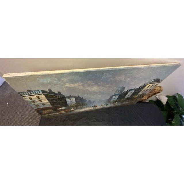 Mid 20th Century Mid 20th Century Mid Century Modern Parisian Street Scene Sign Original Oil Painting by Burnett For Sale - Image 5 of 5