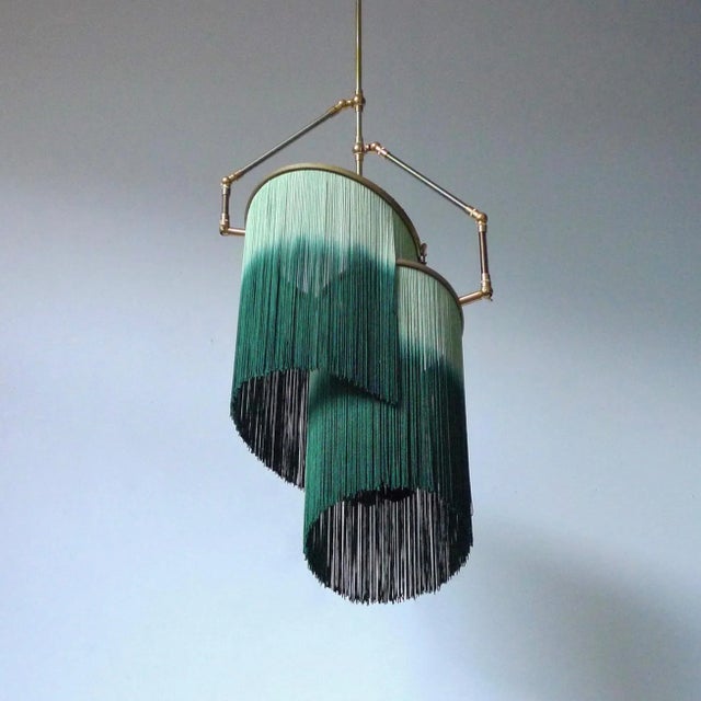 Green charme pendant lamp, sander bottinga. Dimensions: h 65 (can be customized) x w 38 x d 25 cm. Hand sculpted in brass,...
