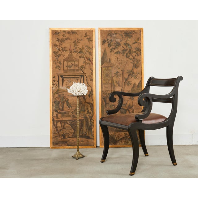 Gorgeous pair of late 19th century French wallpaper panels made in the Chinoiserie revival period of Europe after Jean...