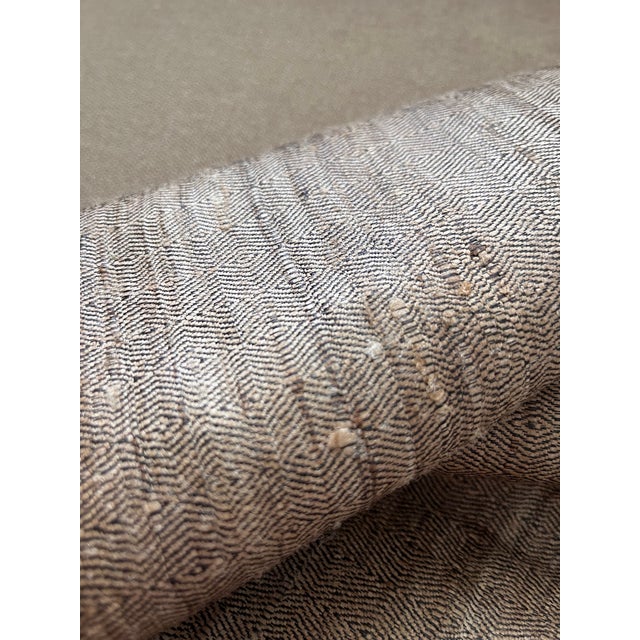 Vintage Raw Natural Handmade Tussar Silk Fringed Throw, India For Sale - Image 6 of 12