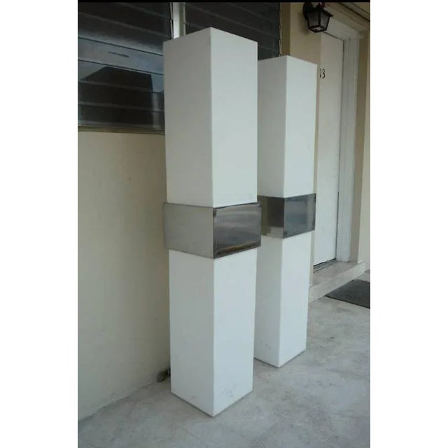 1970's Space Age Alien Skyscraper Lucite and Chrome Floor Lamps - a Pair For Sale - Image 4 of 10