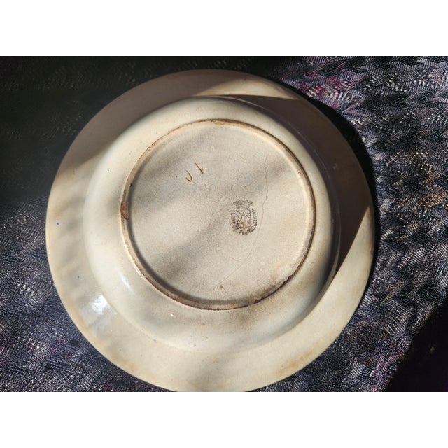 Antique French Hollow Plate from Terre de Fer de Grigny For Sale - Image 14 of 15