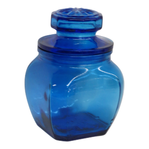 Anchor Hocking Deep Cobalt Blue Glass Apothecary Jar VTG Canister With Lid 4750b