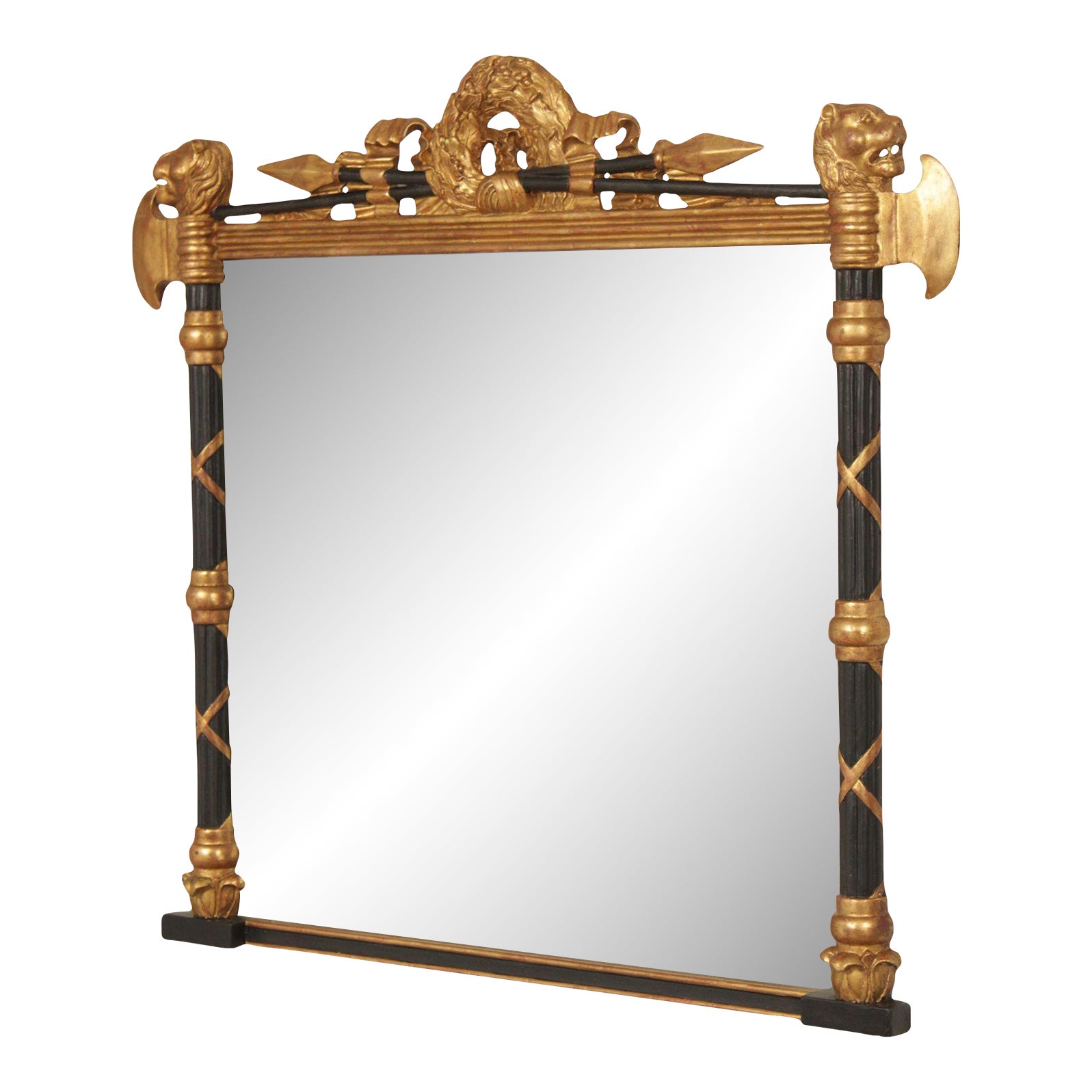 French Empire Style Black & Gold Fireplace or Over Mantel Mirror Chairish
