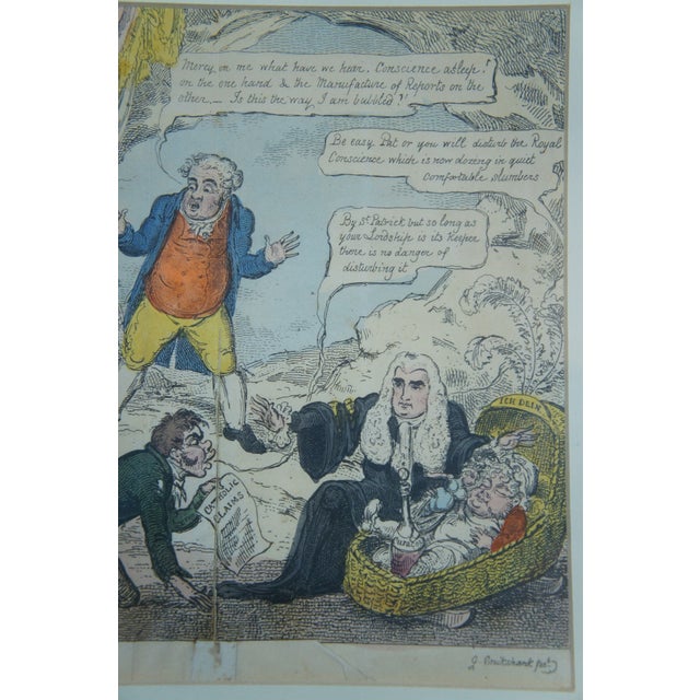 Early 19th Century Antique George Cruikshank John Bull in the Council Chamber Satirical Engraving, Framed For Sale - Image 6 of 12