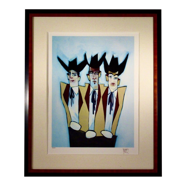 Michael Todd White Crude Oil Men C. 2000 Original Print For Sale