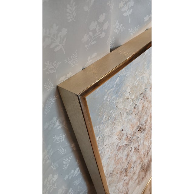 Wood Mid 20th Century Mid-Century Modern Sara Coveney "Winter Woods" Impasto Landscape Painting For Sale - Image 7 of 13