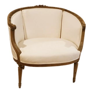 Walnut 19th Century Louis XVI "Canape" Bergere New Performance Upholstery For Sale