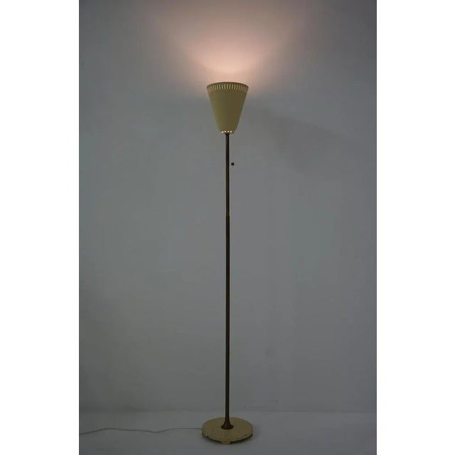 Metal Swedish Modern Uplight Floor Lamp in Brass attributed to Asea, 1940s For Sale - Image 7 of 8