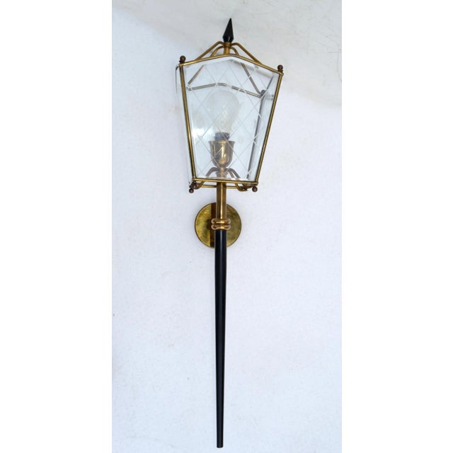 Jacques Adnet Style Largest Size Sconces Lantern Wall Lamps France 1960 - Pair For Sale - Image 9 of 13