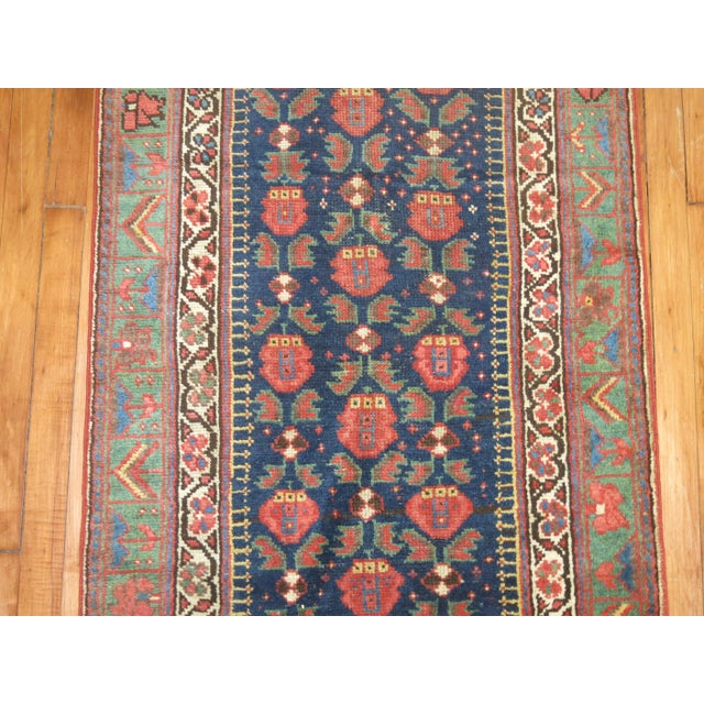 Traditional Navy Green Floral Persian Runner, 20th Century - 2'8" x 16' For Sale In New York - Image 6 of 6