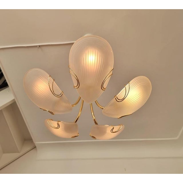 1980s Reijmyre Pendant in Brass with Clam-Shaped Glass, 1980s For Sale - Image 5 of 9