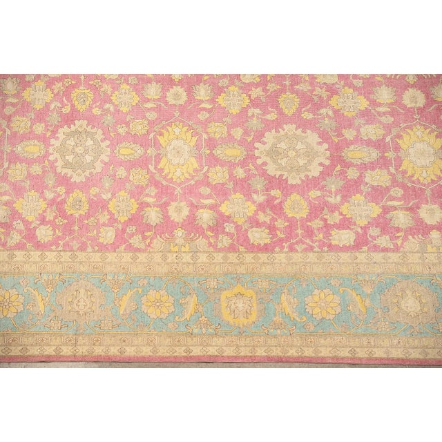2020s 12x18 Fine Hand-Knotted Afghan Sultanabad Ziegler Rug in Hot Pink & Blue For Sale - Image 5 of 10