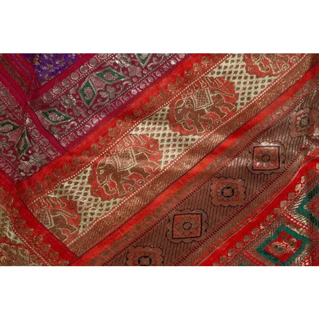 Vintage Red Orange and Purple Indian Sari Fabrics For Sale - Image 11 of 13