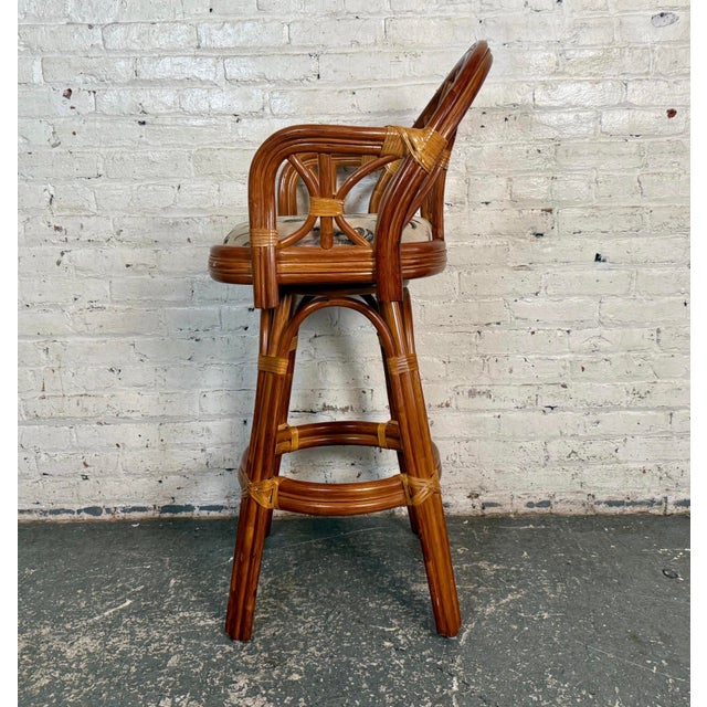 Mid 20th Century Mid 20th Century Rattan Backed Swivel Bar Stool For Sale - Image 5 of 11