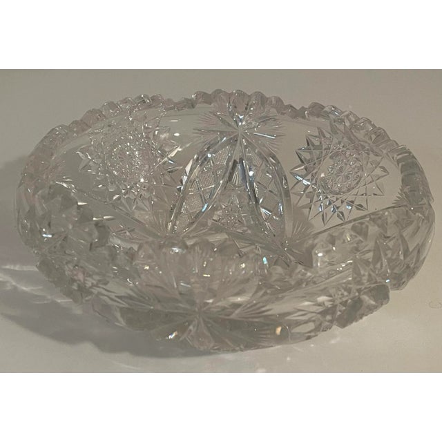 Antique American Brilliant Cut Glass Fruit or Serving Bowl. This elegant piece is intrically hand cut with stars and...