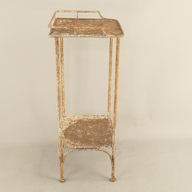 Shabby Chic Wrought Iron Plant Stand and Shelf, France, 1910s For Sale - Image 5 of 10