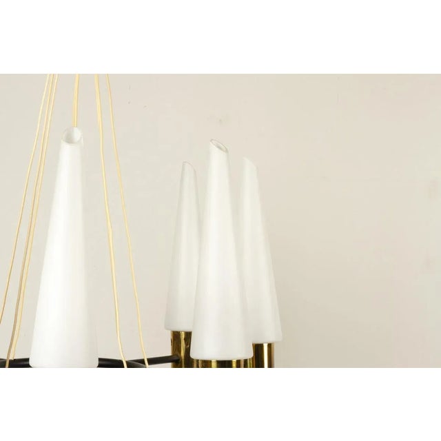 Mid-Century Modern Brass Pendant Lamp with Opal Glass Shades, 1960s For Sale - Image 16 of 18