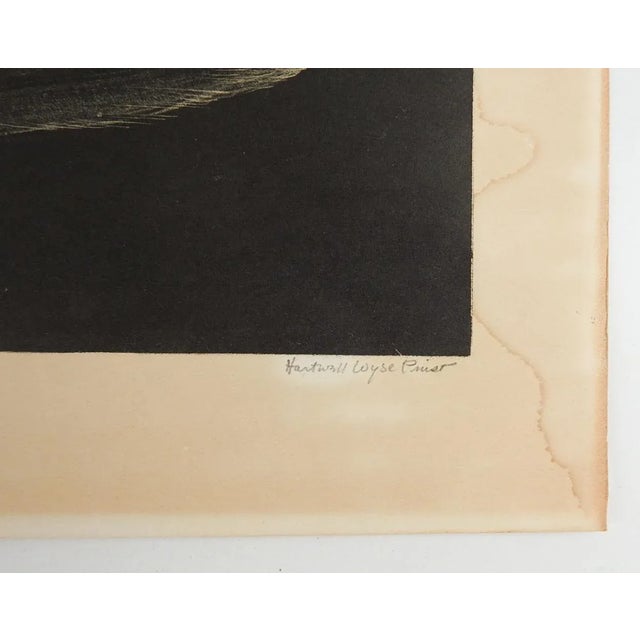 Vintage 1955 lithograph on paper of a cat by Hartwell Wyse Priest (1901 - 2004) New Jersey, Ontario Canada. Signed,...