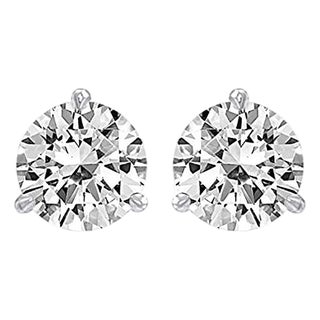 18k White Gold 3.00 Carat Stud Earrings, A Pair For Sale
