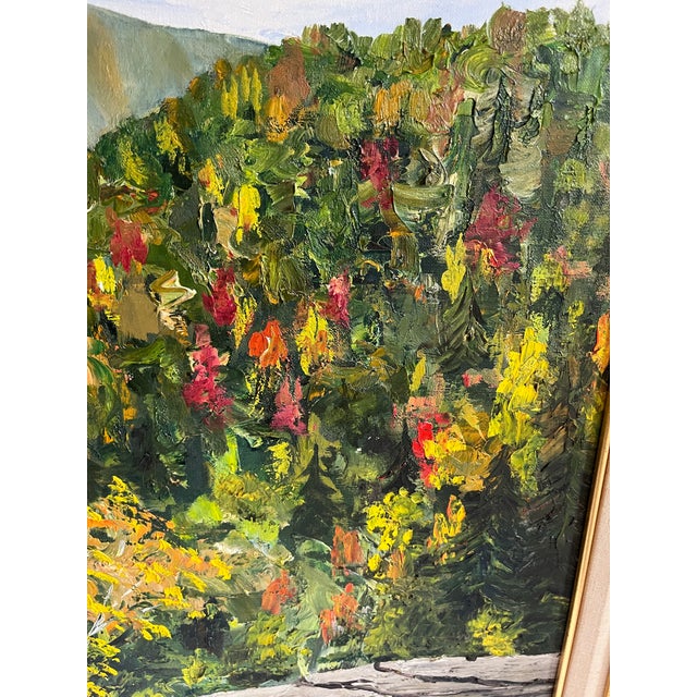 1992 Acrylic on Canvas Colorful Landscape in Autumn in the Hudson Valley Painting Signed at Lower Right Corner. For Sale - Image 4 of 8