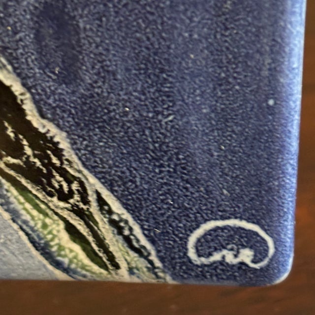Vintage Hand Painted Studio Pottery Decorative Tile For Sale - Image 9 of 12