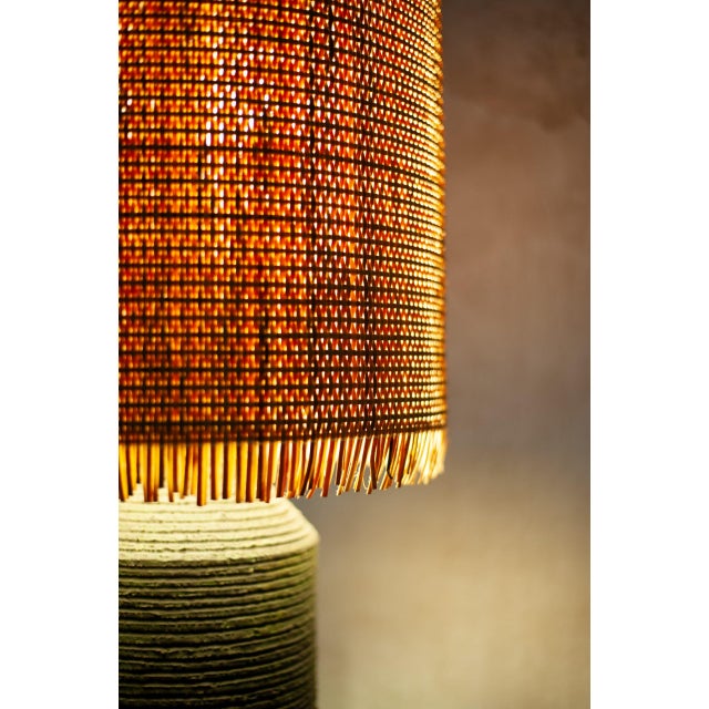 Ceramic Lamp with Raffia Lampshade, 1970s For Sale - Image 3 of 10