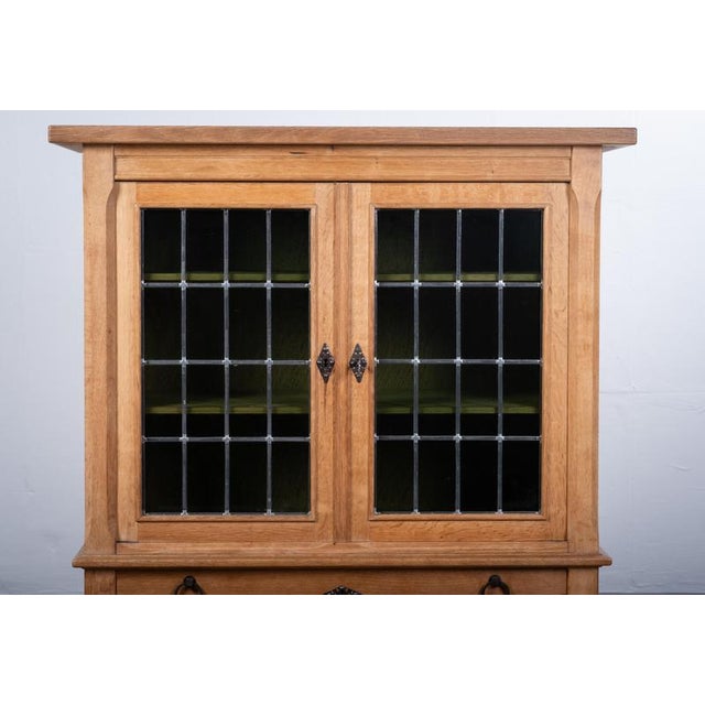 Gold Brutalist Oak Cabinet by Henning Kjærnulf, Denmark, 1960s For Sale - Image 8 of 13