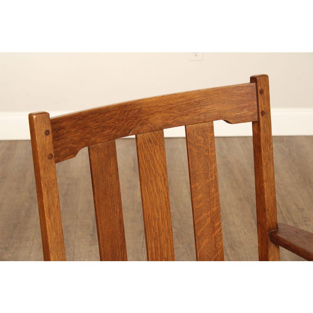Mission Limbert Antique Mission Oak Armchair For Sale - Image 3 of 12