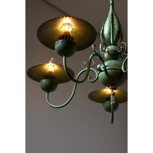 Green Chandelier with Shades, Italy, 1940s For Sale - Image 14 of 16