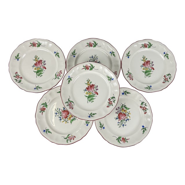 Dessert Plates with Réverbère Pattern from KG Lunéville, 1980s, Set of 6 For Sale