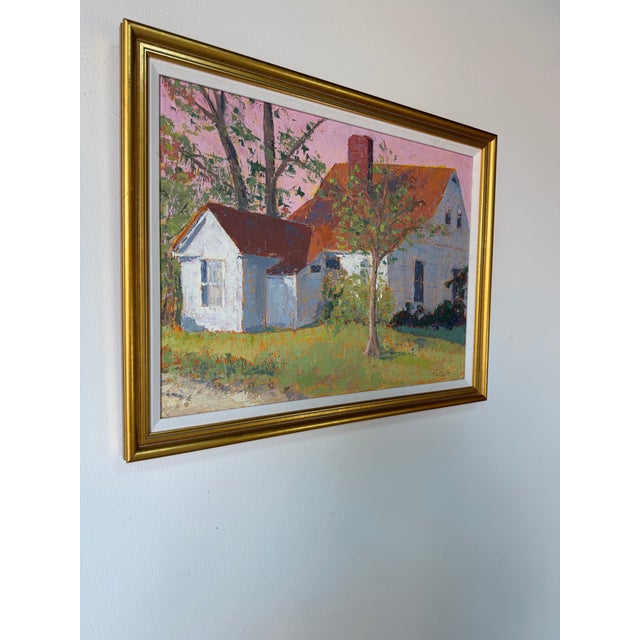 Beautiful vintage impressionist landscape painting by Anne Thiffault, executed in oil on board and presented in an elegant...
