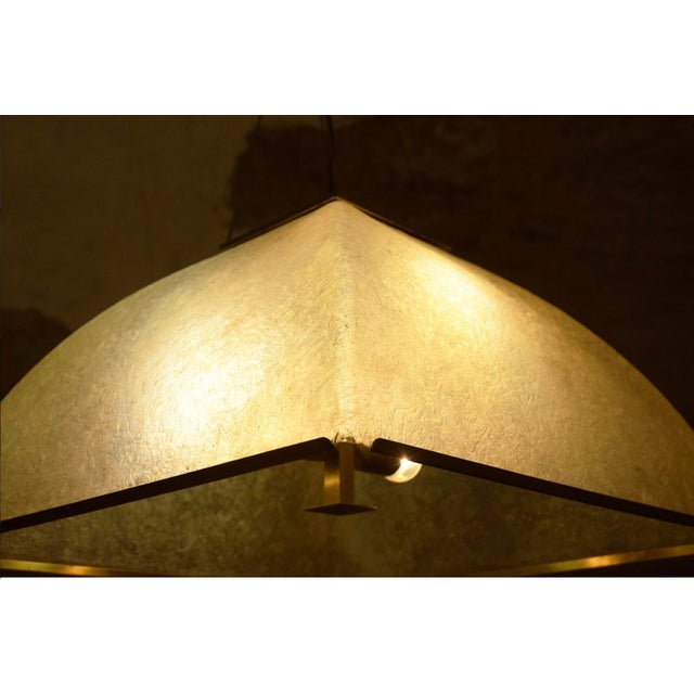 Large Lamperti Pendant Light in Fiberglass and Brass, 1970s For Sale - Image 9 of 12