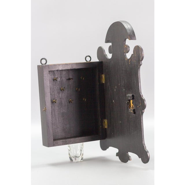 Small Louis Philippe Black Wooden Wall Hanging Key Cabinet, 1890s For Sale - Image 10 of 18