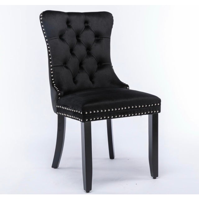 71” Round Vig Dining Table With Lazy Susan Plus 8 Black Velvet Chairs For Sale In San Diego - Image 6 of 7