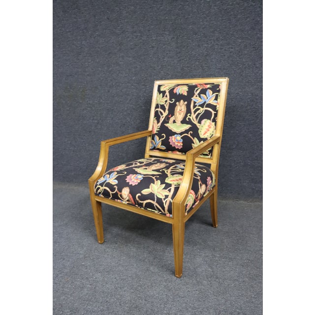 Stickley Stickley Fine Upholstery Gilt Lounge Chair in Brunschwig & Fils Les Touches Bengal Fabric For Sale - Image 4 of 15