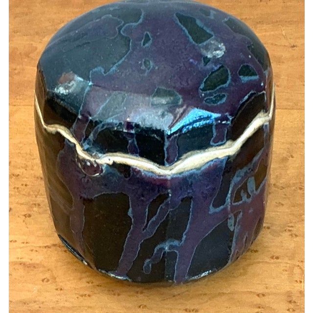 Black Vintage Glazed Ceramic Lidded Jar For Sale - Image 8 of 12