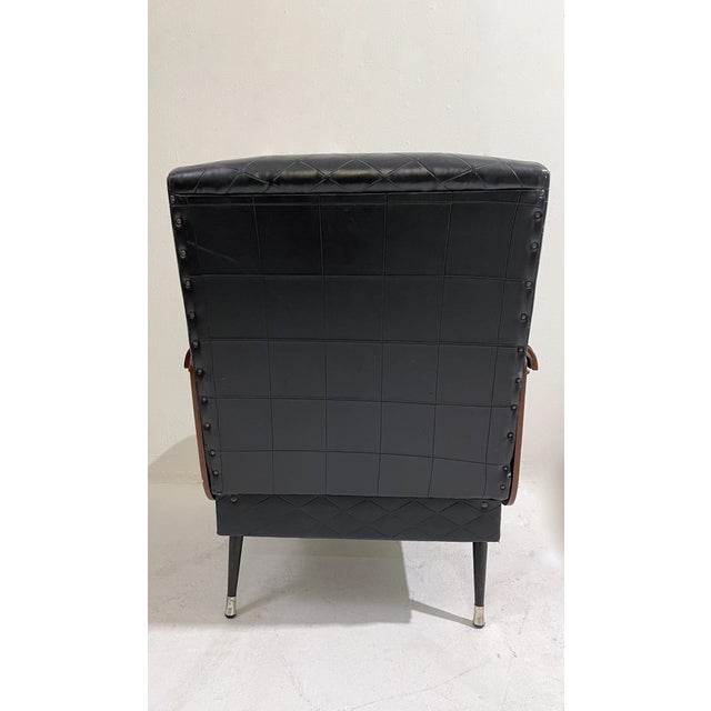 Set of Mid-Century Modern Armchairs in Walnut and Vegan Leather, Italy, 1960s For Sale - Image 4 of 9