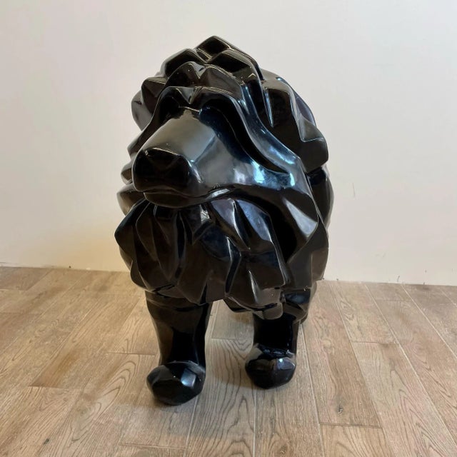 Contemporary Fiberglass Lion Sculpture, Ebony, Custom Quality For Sale In New York - Image 6 of 12