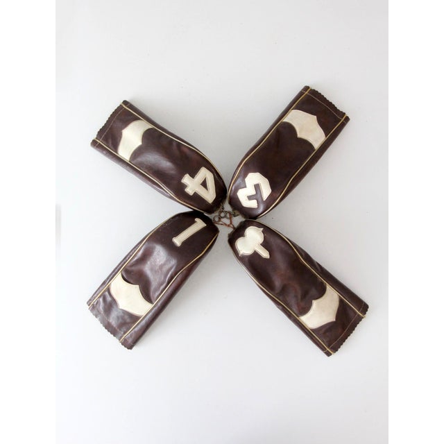 Vintage 1950s Golf Club Head Covers Set of 4 Brown and Cream For Sale - Image 10 of 12