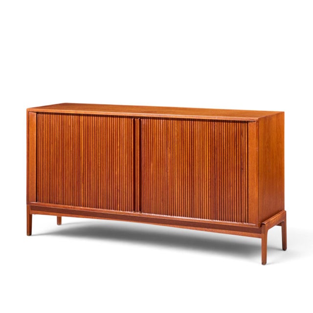 Mid-Century Modern Dux Style Mid Century Walnut Tambour Door Credenza For Sale - Image 3 of 9