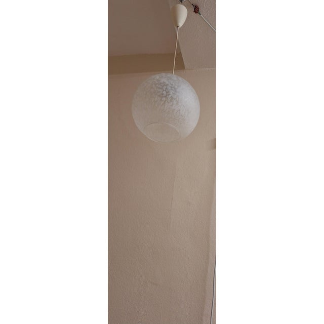 Vintage Ceiling Lamp with Patterned Spherical Shade on a White Bakelite Mount, 1970s For Sale - Image 6 of 7