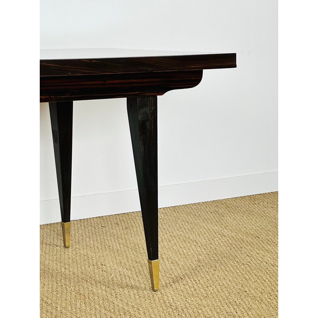 Art Deco Macassar Ebony Extendable Dining Table, France, 1940s For Sale - Image 12 of 17
