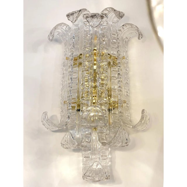 Lot of 2 Transparent Murano Glass wall lamp and gold 24k metal frame. All made in Italy, all made in MURANO. Traditional...