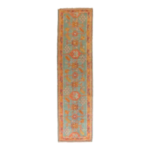 Antique Turkish Oushak Runner. 3' X 12'