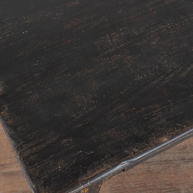 19th Century Swedish Black Painted Pine Two-Drawer Side Table For Sale - Image 6 of 11